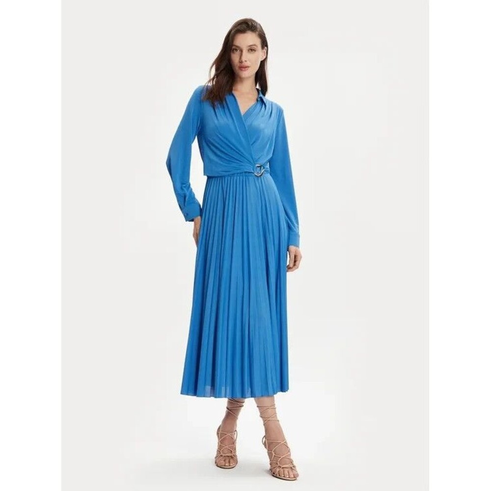 Marella Evelin Midi Dress in Royal Blue Women's US Size XL Elegant Luxury Long